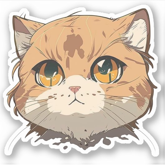 Anime Cat Face Sticker (Voorkant)