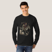 Anime Cat Funny Samurai Cat Riding Dinosaur Spinos T-shirt (Voorkant volledig)