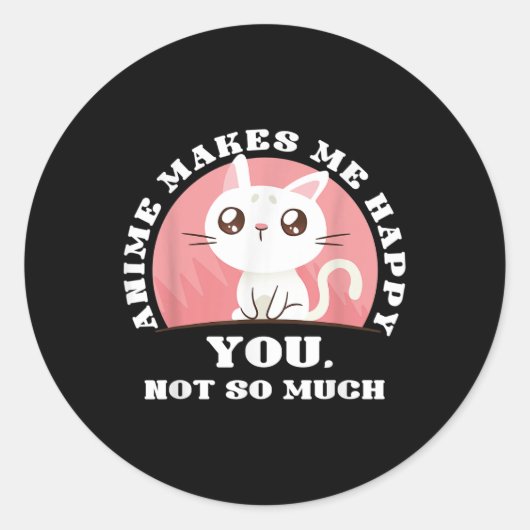 Anime Cat Gift Kawaii Japan Ramen Baka Otaku Manga Ronde Sticker (Voorkant)