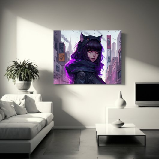 Anime Cat Girl Poster Canvas Afdruk