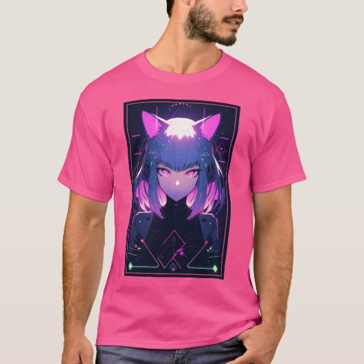 Anime Cat Girl T-shirt (Voorkant)