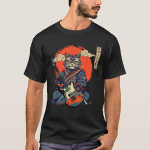 Anime Cat Japanese Samurai Tattoo Kawaii Ninja Gui T-shirt