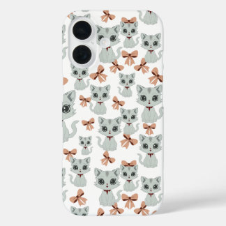 Anime cat pattern iPhone 16 hoesje