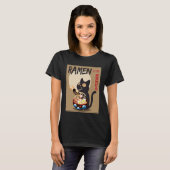 Anime Cat Ramen Instant Noodles Funny Japanese Cat T-shirt (Voorkant volledig)