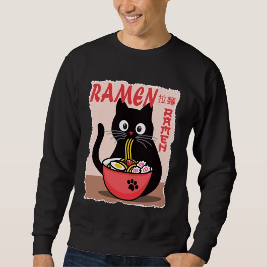 Anime Cat Ramen Instant Noodles Funny Japanese Cat Trui (Voorkant)