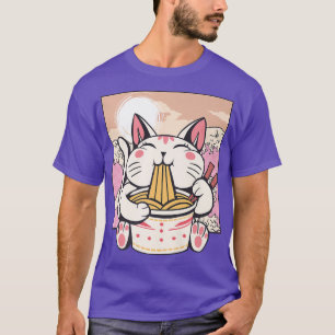 Anime Cat Ramen Japans Kawaii klinken Koreaanse Ma T-shirt