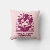 Anime Catboy leest een boek en grappige boekenquot Kussen (Voorkant)