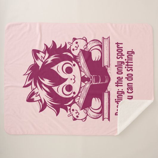 Anime Catboy leest een boek en grappige boekenquot Sherpa Deken (Voorkant (horizontaal))