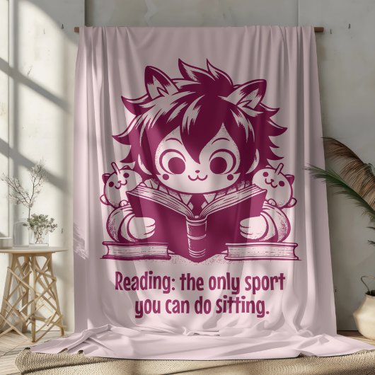 Anime Catboy leest een boek en grappige boekenquot Sherpa Deken
