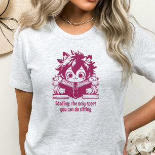 Anime Catboy leest een boek en grappige boekenquot T-shirt