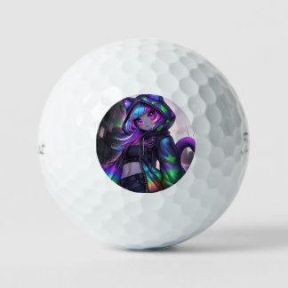 Anime Catgirl Night Glow Golfballen