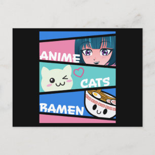 Anime Cats Ramen Manga Cosplay Japan Kawaii Gift Briefkaart