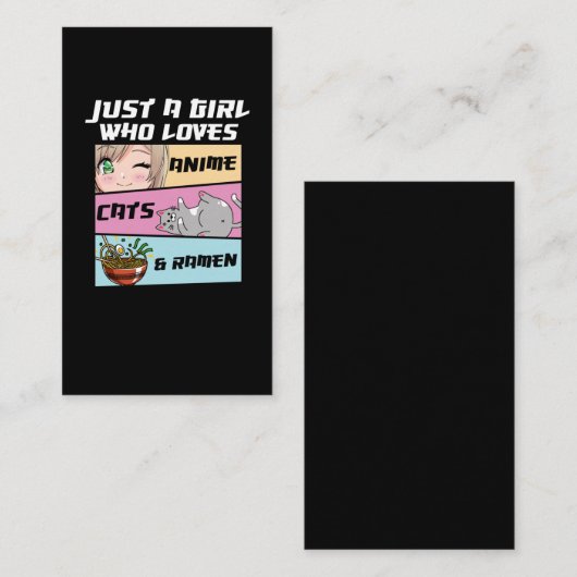 Anime Cats Ramen otaku Japan Lover Anime Girl Visitekaartje (Voorkant / Achterkant)