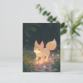 Anime Celestial Fox in een Starlit Forest Briefkaart (Staand voorkant)