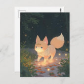 Anime Celestial Fox in een Starlit Forest Briefkaart (Voorkant / Achterkant)