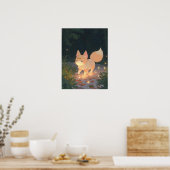 Anime Celestial Fox in een Starlit Forest Poster (Keuken)