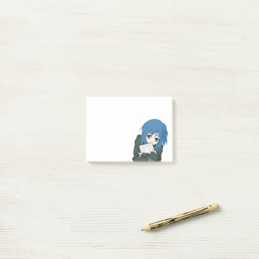 Anime Character Blue Hair Post-it® Notes (Op bureau)