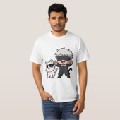Anime Character & Blushing Cat T-shirt (Voorkant volledig)