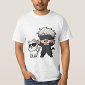 Anime Character & Blushing Cat T-shirt (Voorkant)