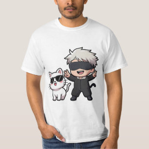 Anime Character & Blushing Cat T-shirt
