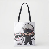Anime Character & Blushing Cat T-shirt Tote Bag (Voorkant)