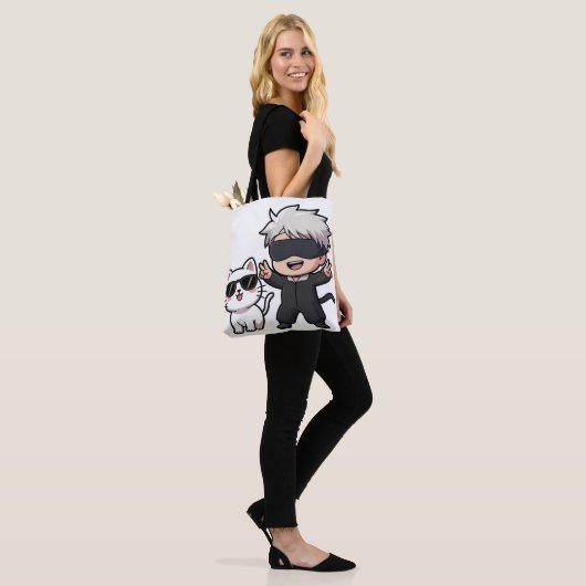 Anime Character & Blushing Cat T-shirt Tote Bag (Op model)