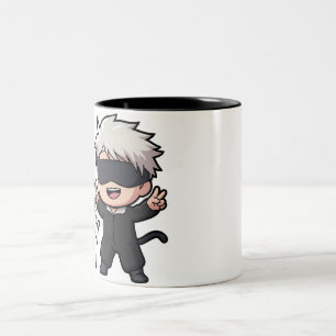 Anime Character & Blushing Cat Tweekleurige Koffiemok