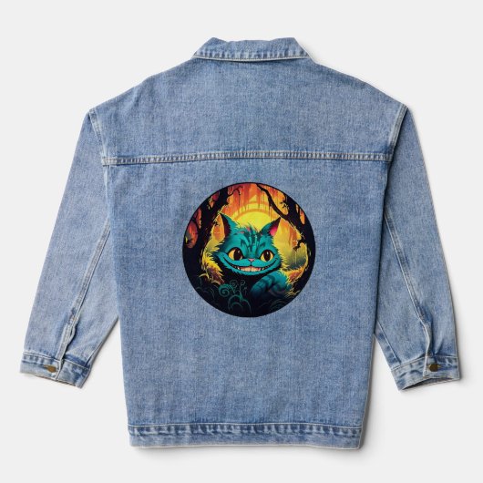 Anime Cheshire Cat Alice in Wonderland Denim Jacket (Achterkant)
