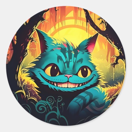 Anime Cheshire Cat Alice in Wonderland Ronde Sticker (Voorkant)