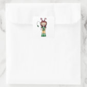 Anime Chibi Candy Cane Meisje Kerst Karakter Vierkante Sticker (Tas)