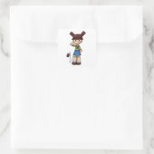 Anime Chibi Chocolade Meisje Zeemansuniform Vierkante Sticker (Tas)