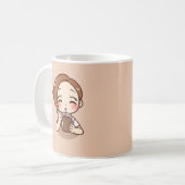Anime Chibi meisje met koffie Koffiemok (Voorkant links)