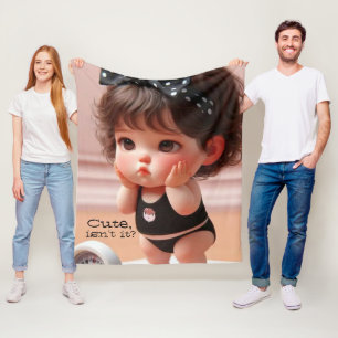 Anime Chubby Meisje Foto, Schattige Zwart Hoofd Li Fleece Deken