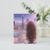 Anime City Girl Day Dreaming over Skyline Briefkaart (Staand voorkant)