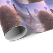 Anime City Girl Day Dreaming over Skyline Cadeaupapier (Rol Hoek)