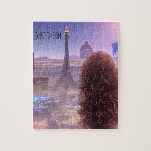 Anime City Girl Day Dreaming over Skyline Legpuzzel (Verticaal)