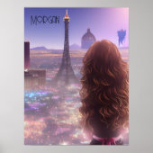 Anime City Girl Day Dreaming over Skyline Poster (Voorkant)