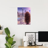 Anime City Girl Day Dreaming over Skyline Poster (Thuiskantoor)