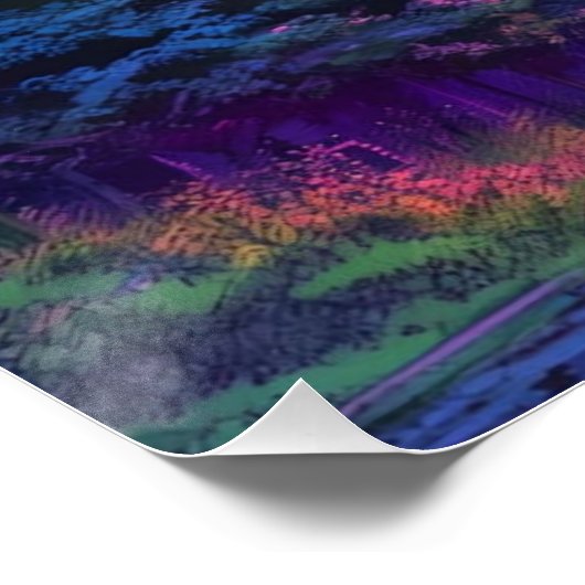 Anime City Mountain Landschap Neon Sunset Perfect Poster (Hoek)