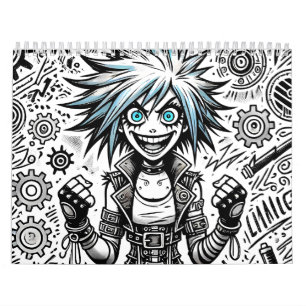 Anime Comic Vrolijke Kunst Origineel Blu_Eyes Blac Kalender