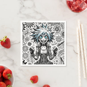 Anime Comic Vrolijke Kunst Origineel Blu_Eyes Blac Servet