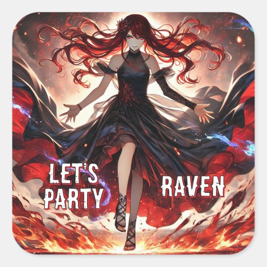 Anime Command the Flames, Omarm het aangepaste Sto Vierkante Sticker (Voorkant)