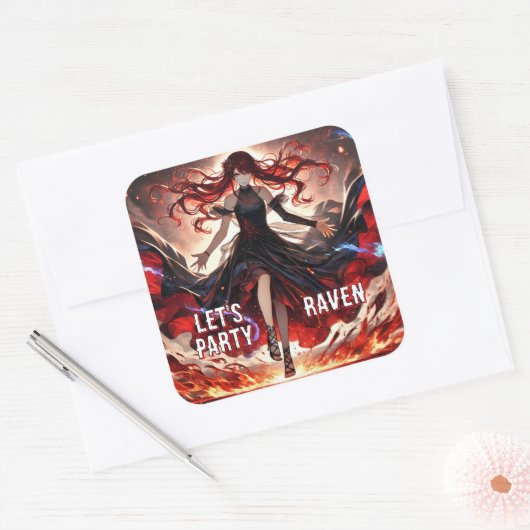 Anime Command the Flames, Omarm het aangepaste Sto Vierkante Sticker (Envelop)