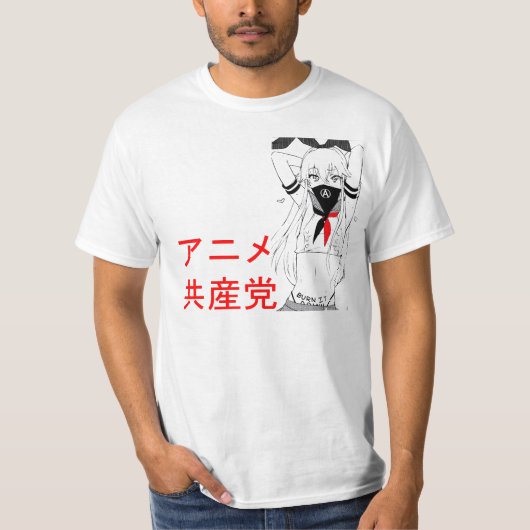 Anime Communist Party / Anarchist Waifu T-shirt (Voorkant)