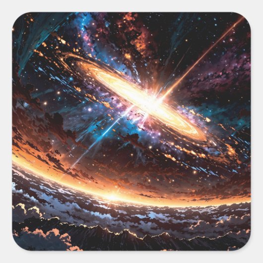 Anime cosmic event vierkante sticker (Voorkant)