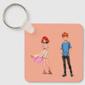 Anime Couple Square Keychain -  (Voorkant)