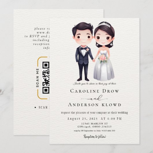 Anime Couple Wedding Kaart (Voorkant / Achterkant)