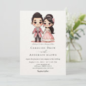 Anime Couple Wedding Kaart (Staand voorkant)