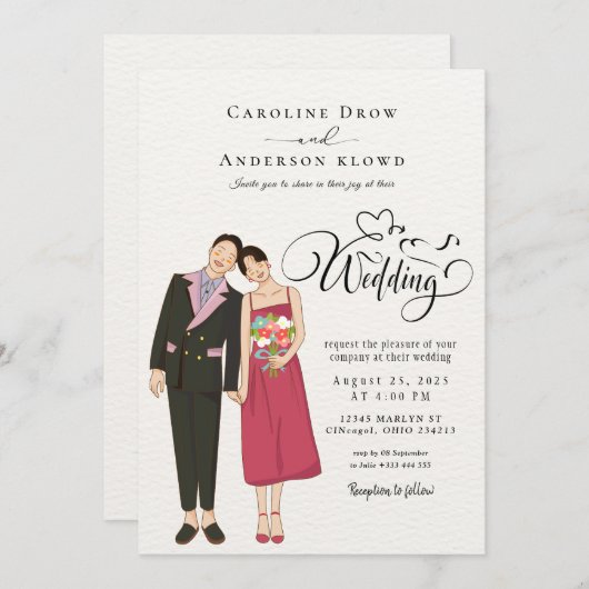 Anime Couple Wedding Kaart (Voorkant / Achterkant)