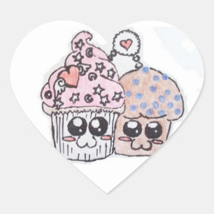 Anime cupcake en muffin in liefde stickers